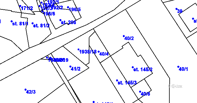 Parcela st. 40/4 v KÚ Luboměř, Katastrální mapa