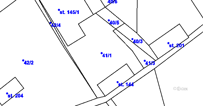 Parcela st. 41/1 v KÚ Luboměř, Katastrální mapa