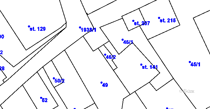 Parcela st. 46/2 v KÚ Luboměř, Katastrální mapa