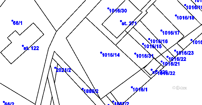 Parcela st. 1016/14 v KÚ Luboměř, Katastrální mapa