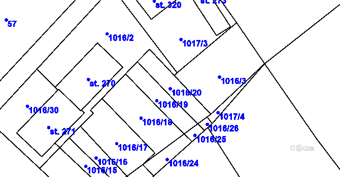 Parcela st. 1016/20 v KÚ Luboměř, Katastrální mapa