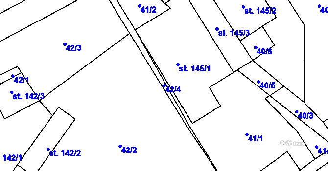 Parcela st. 42/4 v KÚ Luboměř, Katastrální mapa