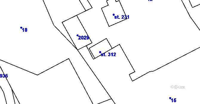 Parcela st. 312 v KÚ Luboměř, Katastrální mapa