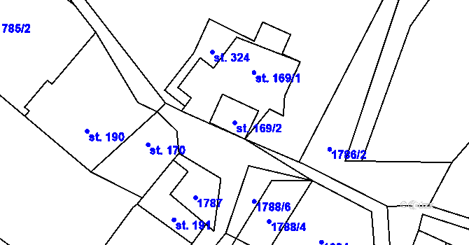 Parcela st. 169/2 v KÚ Luboměř, Katastrální mapa