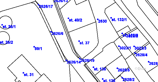 Parcela st. 37 v KÚ Luby I, Katastrální mapa