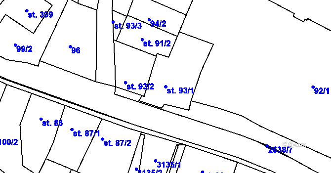Parcela st. 93/1 v KÚ Luby I, Katastrální mapa