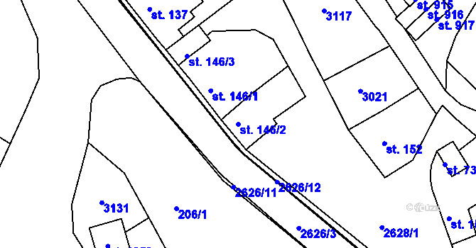 Parcela st. 146/2 v KÚ Luby I, Katastrální mapa