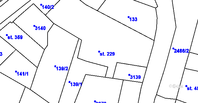 Parcela st. 229 v KÚ Luby I, Katastrální mapa