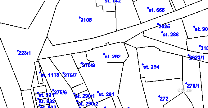 Parcela st. 292 v KÚ Luby I, Katastrální mapa