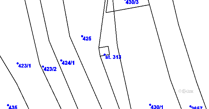 Parcela st. 313 v KÚ Luby I, Katastrální mapa