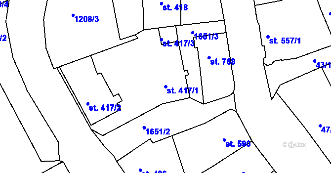 Parcela st. 417/1 v KÚ Luby I, Katastrální mapa