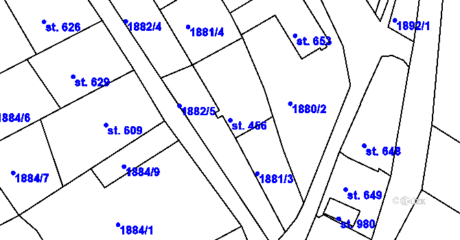 Parcela st. 456 v KÚ Luby I, Katastrální mapa