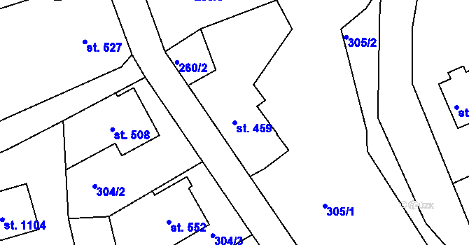 Parcela st. 459 v KÚ Luby I, Katastrální mapa