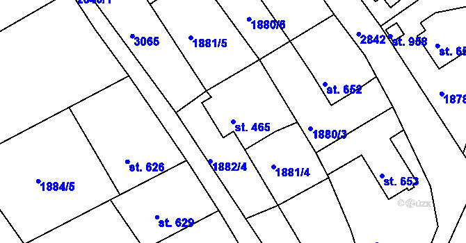 Parcela st. 465 v KÚ Luby I, Katastrální mapa