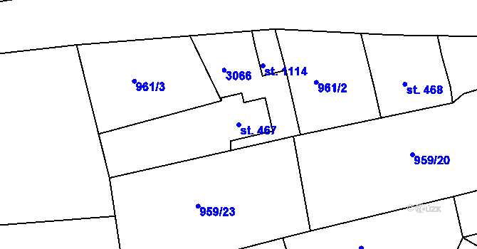 Parcela st. 467 v KÚ Luby I, Katastrální mapa