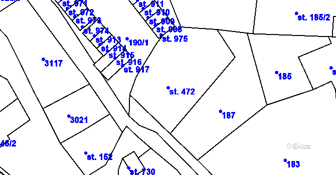Parcela st. 472 v KÚ Luby I, Katastrální mapa