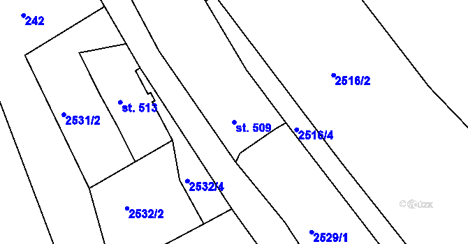 Parcela st. 509 v KÚ Luby I, Katastrální mapa