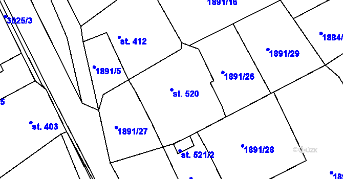 Parcela st. 520 v KÚ Luby I, Katastrální mapa