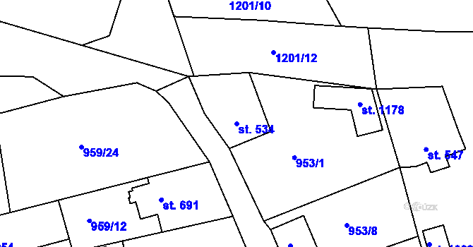 Parcela st. 534 v KÚ Luby I, Katastrální mapa