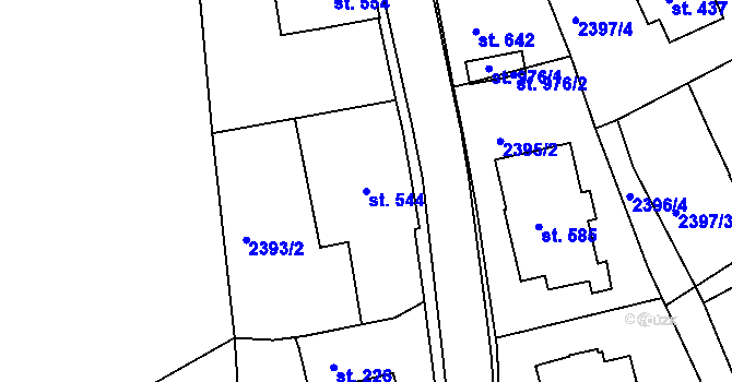 Parcela st. 544 v KÚ Luby I, Katastrální mapa
