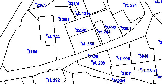 Parcela st. 555 v KÚ Luby I, Katastrální mapa