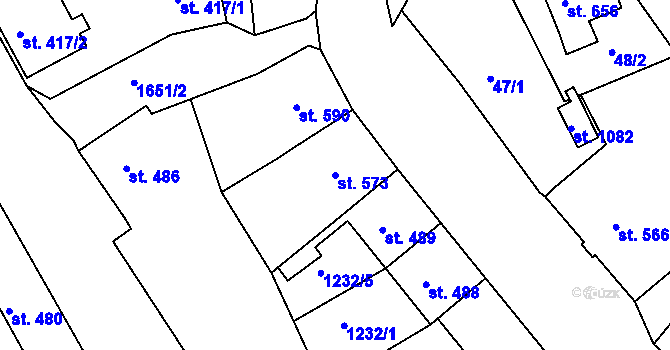 Parcela st. 573 v KÚ Luby I, Katastrální mapa