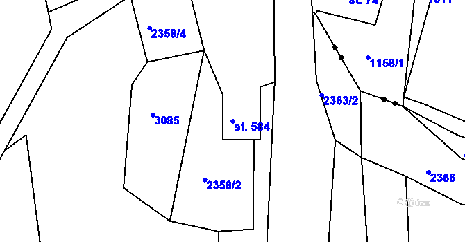 Parcela st. 584 v KÚ Luby I, Katastrální mapa