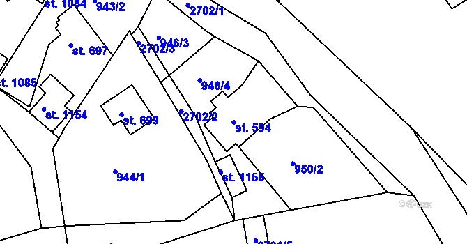 Parcela st. 594 v KÚ Luby I, Katastrální mapa