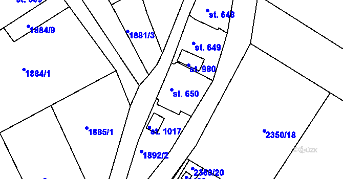 Parcela st. 650 v KÚ Luby I, Katastrální mapa