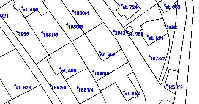 Parcela st. 652 v KÚ Luby I, Katastrální mapa