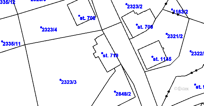 Parcela st. 719 v KÚ Luby I, Katastrální mapa