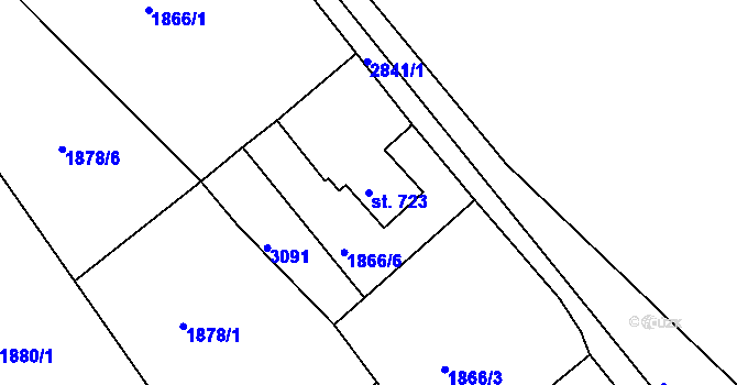 Parcela st. 723 v KÚ Luby I, Katastrální mapa