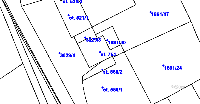 Parcela st. 754 v KÚ Luby I, Katastrální mapa