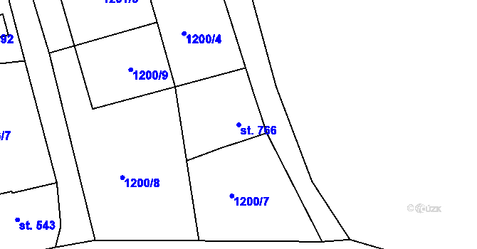 Parcela st. 766 v KÚ Luby I, Katastrální mapa