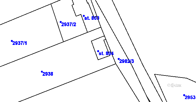 Parcela st. 804 v KÚ Luby I, Katastrální mapa