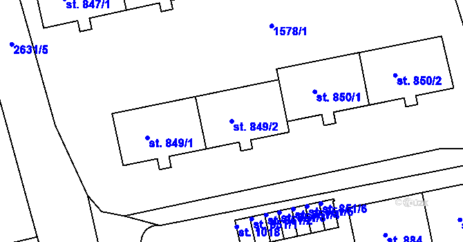 Parcela st. 849/2 v KÚ Luby I, Katastrální mapa
