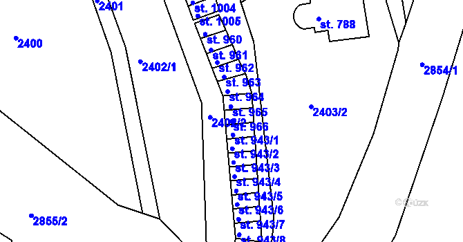 Parcela st. 966 v KÚ Luby I, Katastrální mapa