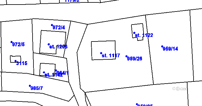 Parcela st. 1117 v KÚ Luby I, Katastrální mapa