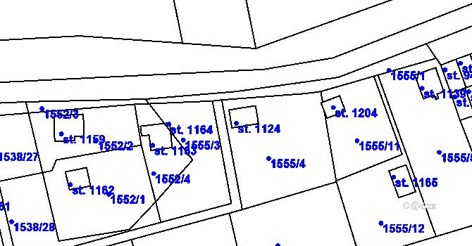 Parcela st. 1124 v KÚ Luby I, Katastrální mapa
