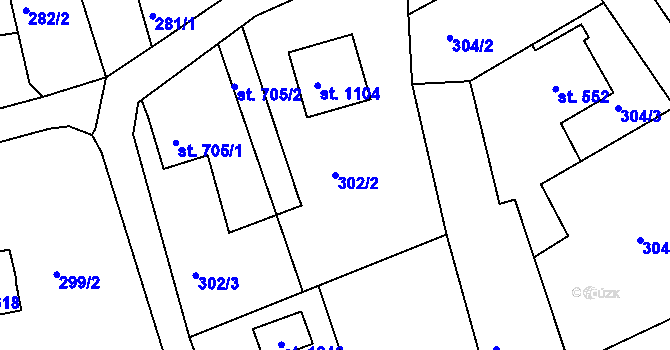Parcela st. 302/2 v KÚ Luby I, Katastrální mapa
