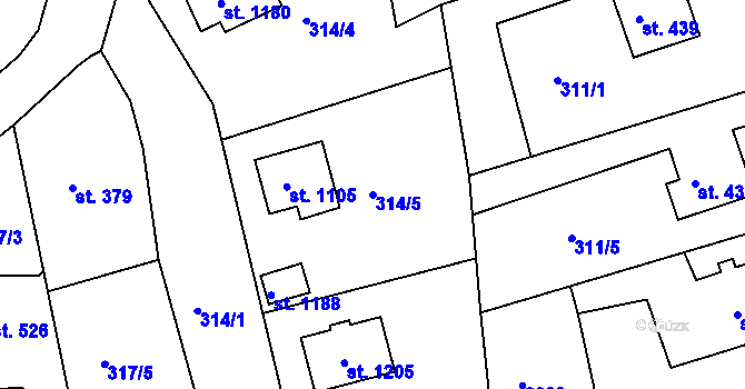 Parcela st. 314/5 v KÚ Luby I, Katastrální mapa