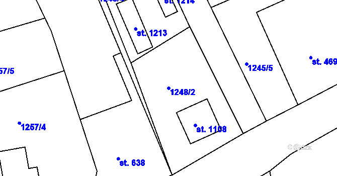 Parcela st. 1248/2 v KÚ Luby I, Katastrální mapa