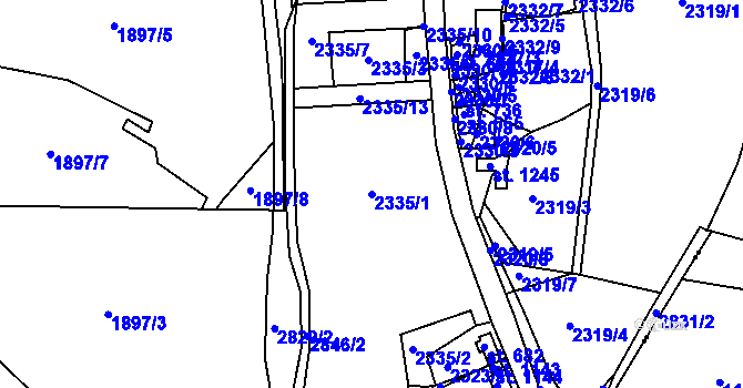 Parcela st. 2335/1 v KÚ Luby I, Katastrální mapa