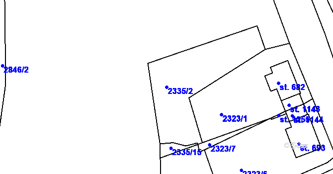 Parcela st. 2335/2 v KÚ Luby I, Katastrální mapa