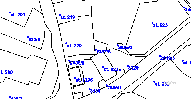 Parcela st. 2357/8 v KÚ Luby I, Katastrální mapa