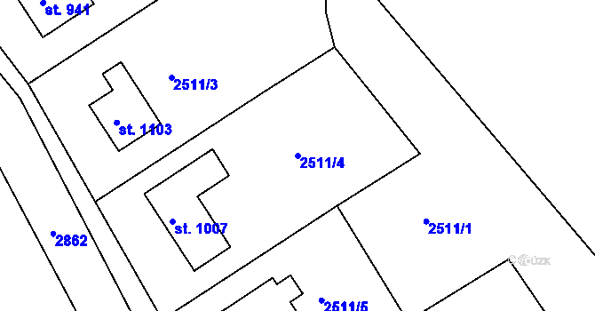 Parcela st. 2511/4 v KÚ Luby I, Katastrální mapa