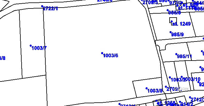 Parcela st. 1003/6 v KÚ Luby I, Katastrální mapa