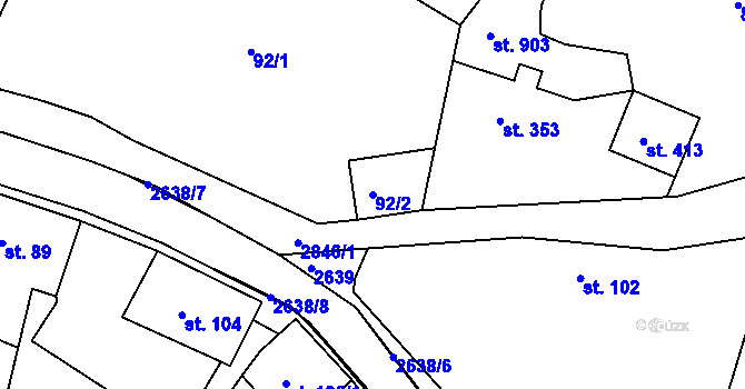 Parcela st. 92/2 v KÚ Luby I, Katastrální mapa