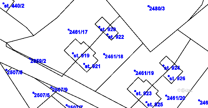 Parcela st. 2461/18 v KÚ Luby I, Katastrální mapa