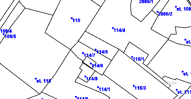 Parcela st. 114/5 v KÚ Luby I, Katastrální mapa